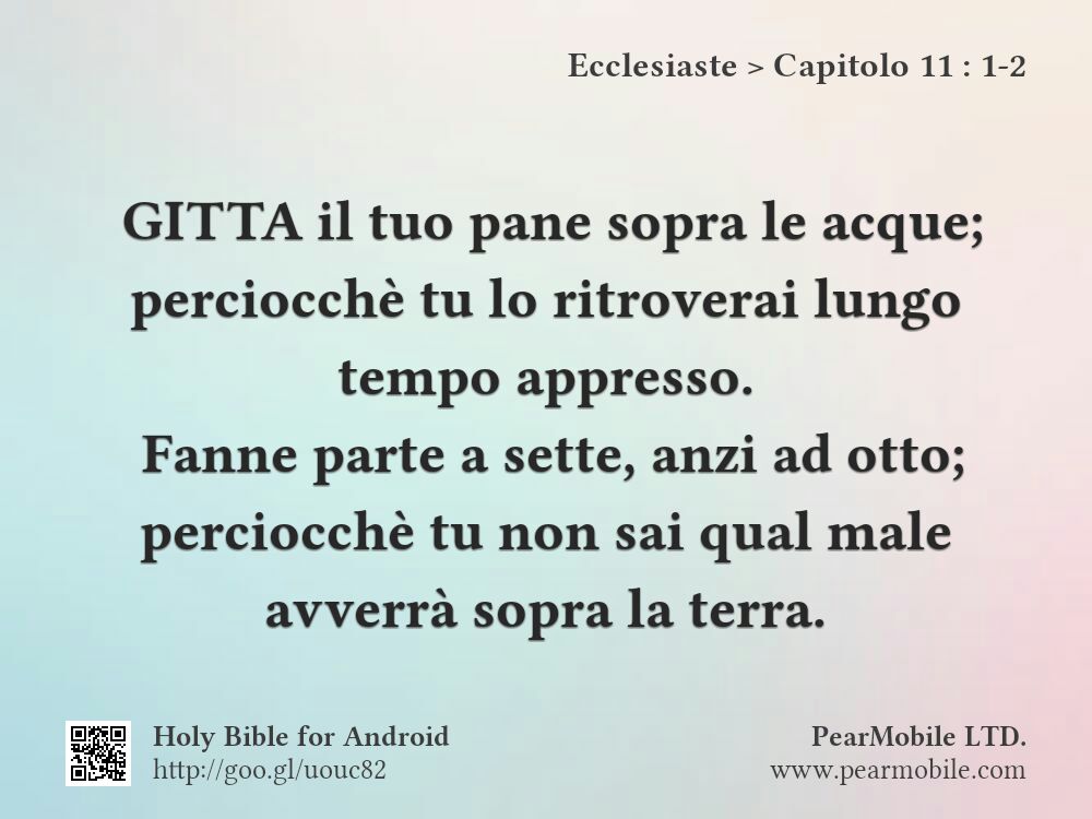 Ecclesiaste, Capitolo 11:1-2